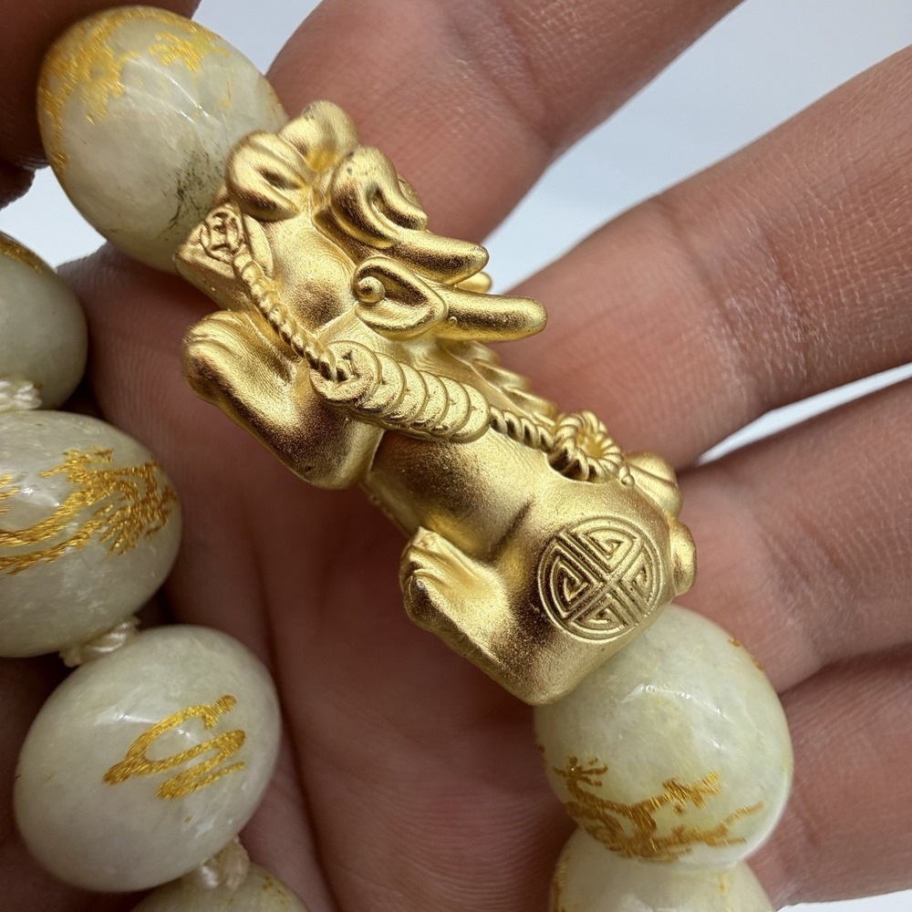 Bali Legacy Sterling Silver Pixiu Charm White Jade Necklace Chunky  Retail 498$‎